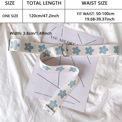 1pc Blue Floral Cloth Waist Belt