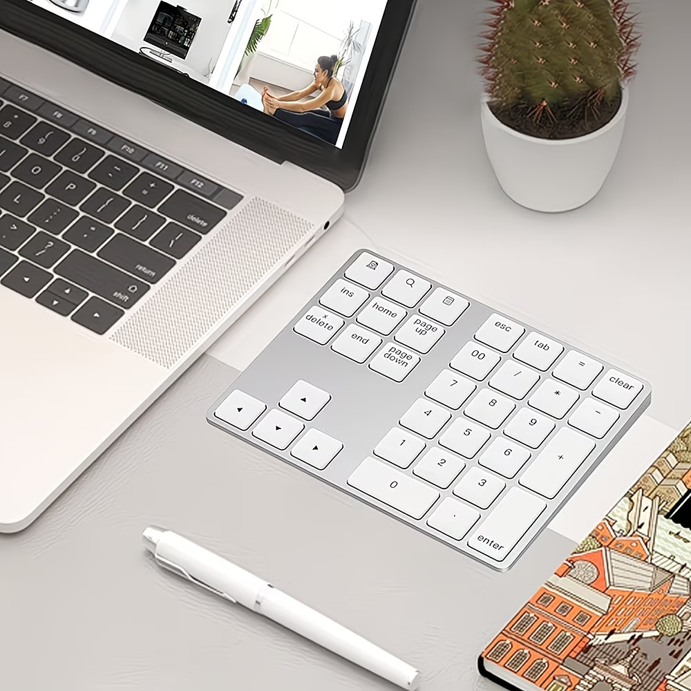Rechargeable wireless numeric keyboard, portable wireless office computer keyboard