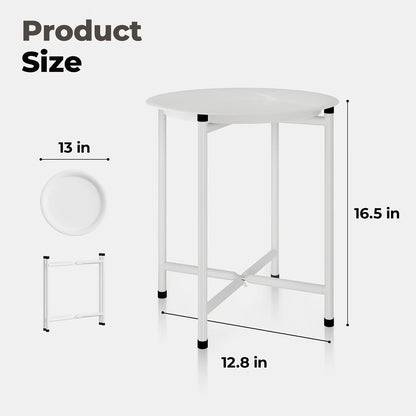 Small Plant Stand | Small Round Side Table, White