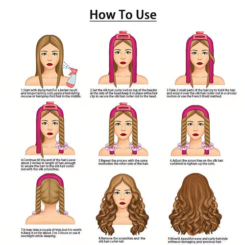 4-piece set of heat-free curling iron and headband
