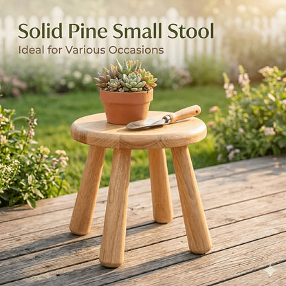 Solid wood small round stool plant stand